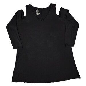 Maurices Black Cold-Shoulder 3/4-Sleeve Skater Dress 2X